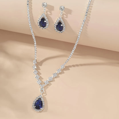 Alluring, Elegant Boho-Chic Women's Jewelry Set - Silvery-Plated Necklace & Earrings with Cubic Zirconia, Perfect for Weddings, Parties & Festivals