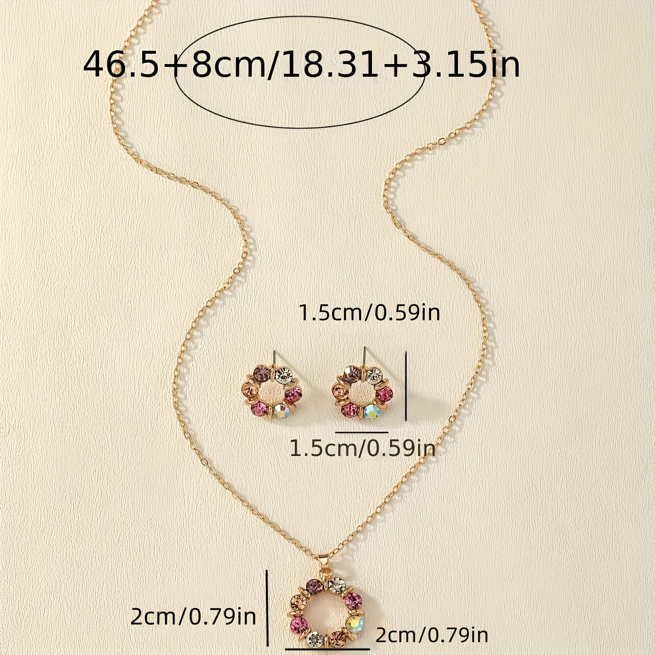 1 Pair Of Earrings + 1 Necklace Chic Jewelry Set Sparkling Flower Design Multi Colors For U To Choose Casual Jewelry For Daily Commuting & Working