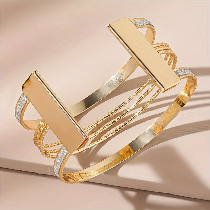 Multi Layers Open Bangle Bracelet Vintage Style Metal Hand Bangle Jewelry Accessory
