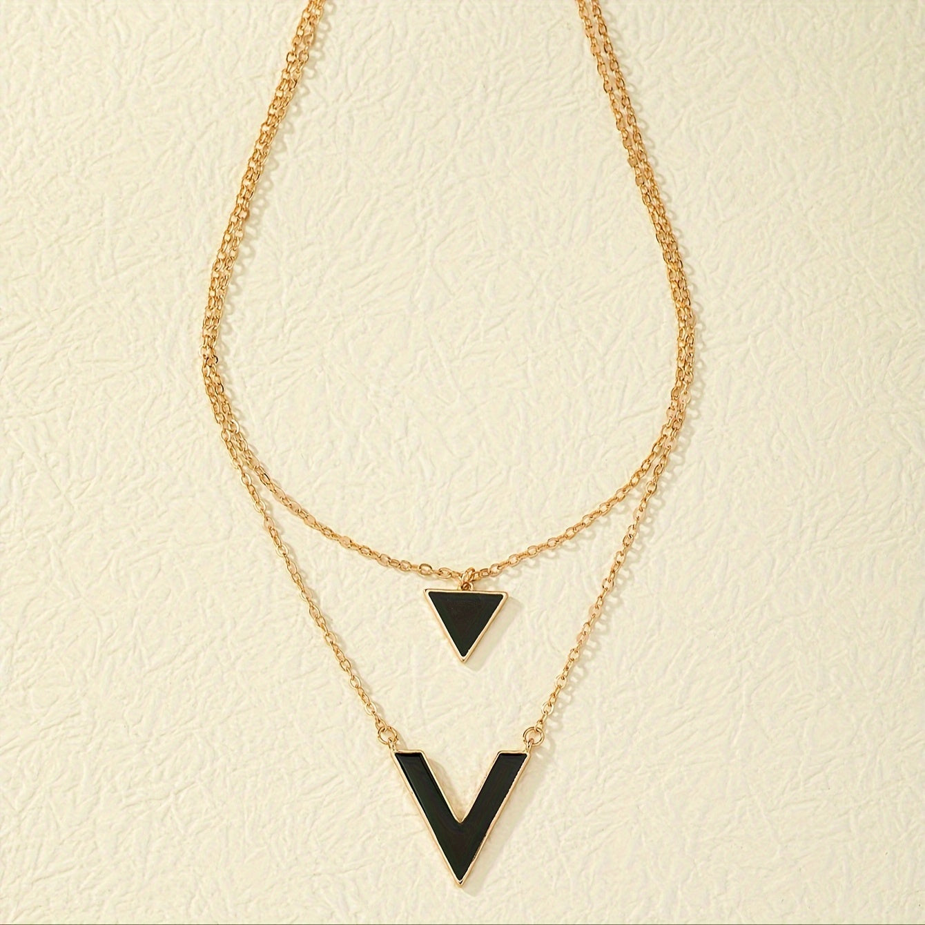 Geometric Drip Oil Black Geometric Shape Pendant Necklace 18K Gold Plated Female Neck Jewelry Gift