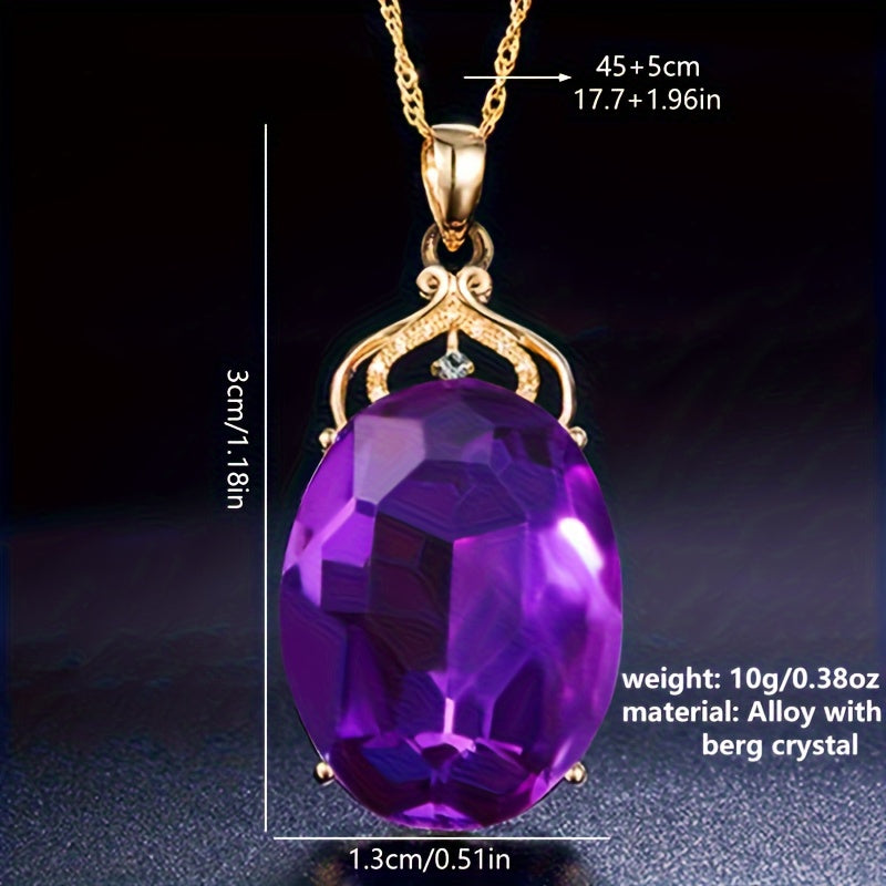 1pc Elegant Royal Style Artificial Crystal Crown Pendant Necklace for Women - Versatile for Daily & Party Occasions, Luxurious Design