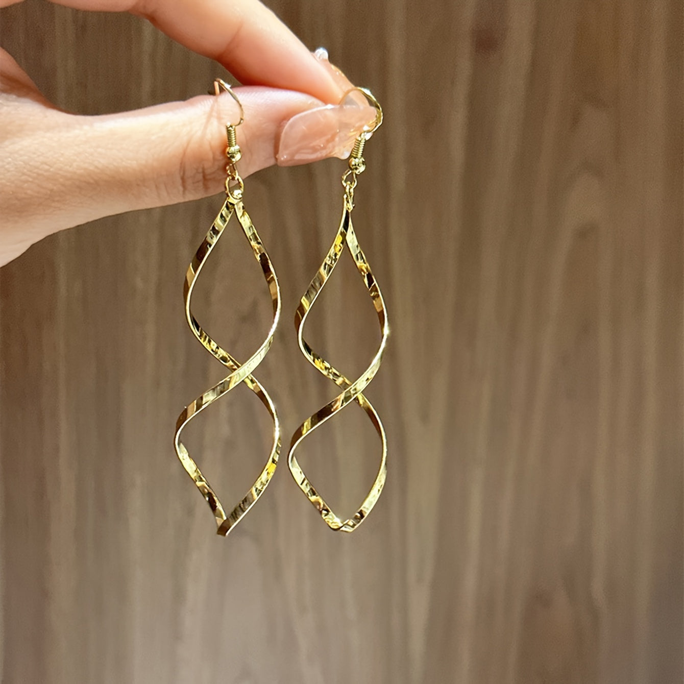 Golden Hollow Spiral Pattern Dangle Earrings Simple Leisure Style Alloy Jewelry Trendy Female Ear Ornaments
