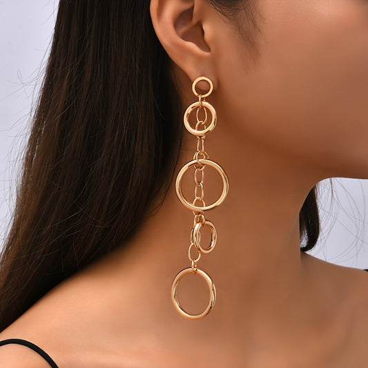 1Pair Long Geometric Round Earrings for Women Party Banquet Decor