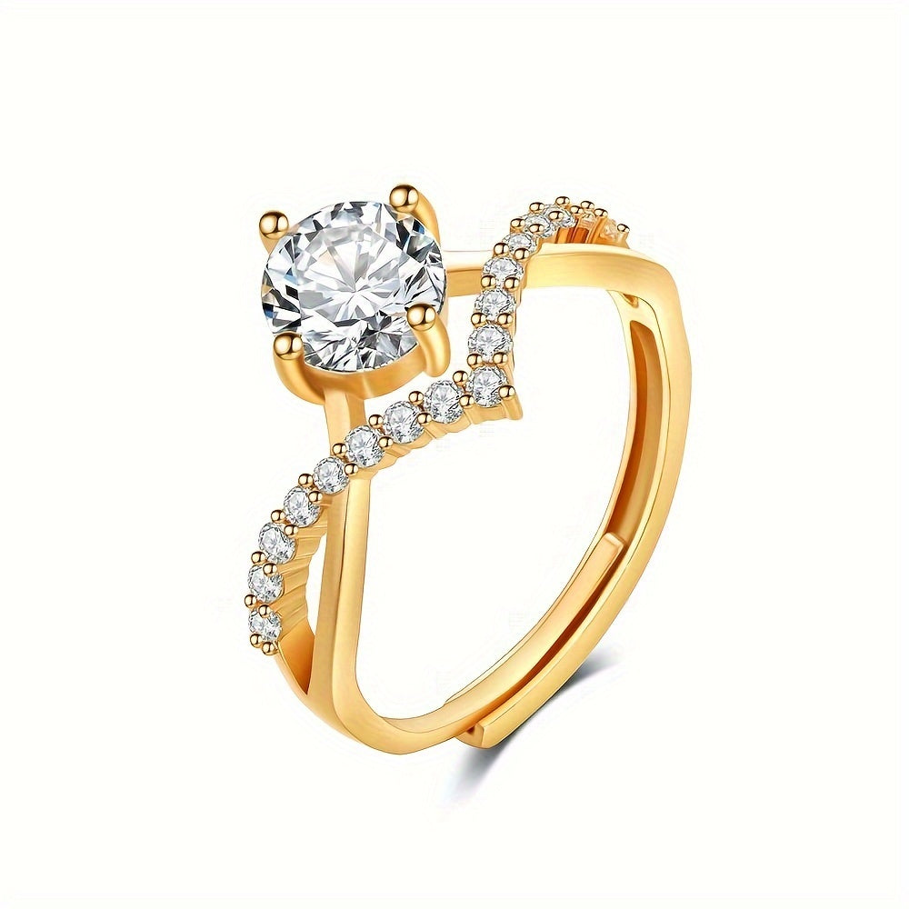 A Stunning Jewelry Ring With A Classic Square Moissanite Cut Of 1 Carat, This Exquisite Piece Of Jewelry Is A Fashionable And Delicate Open Ring For Ladies.