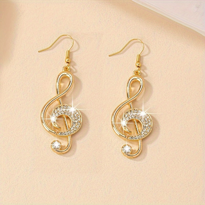 1 Pair Of Fashion Asymmetric Music Luxury Gemstone Simple Personality Earrings