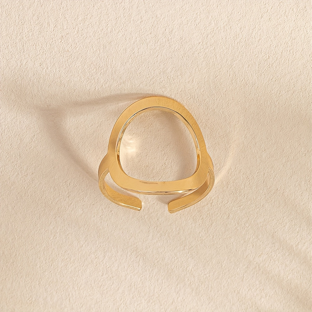 Geometric Round Hollow Open 18K Gold Plated Ring Finger Jewelry Gift For Women