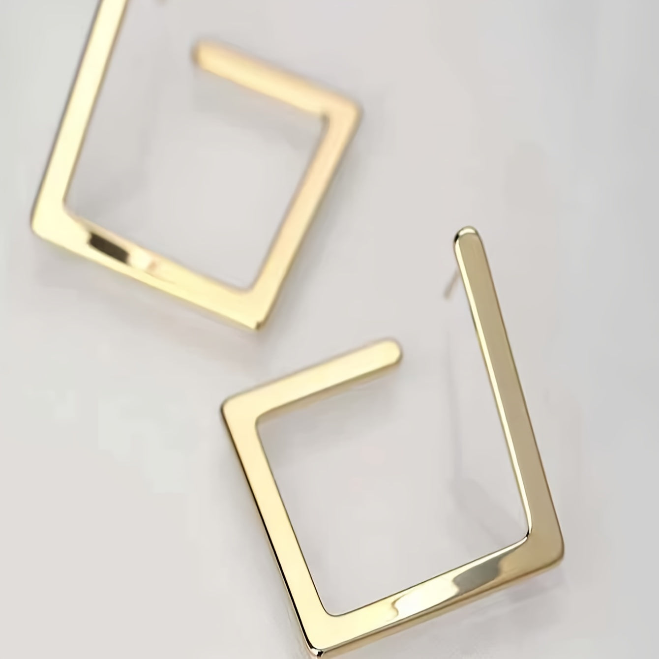 Elegant 18K Golden Plated Geometric Square Stud Earrings Iron Material Fashionable Simple Design for Daily and Party Wear All-Season Versatile Jewelry