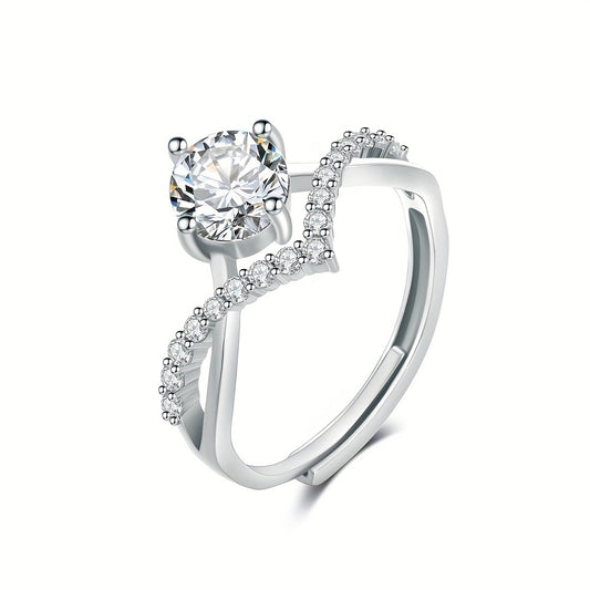 A Stunning Jewelry Ring With A Classic Square Moissanite Cut Of 1 Carat, This Exquisite Piece Of Jewelry Is A Fashionable And Delicate Open Ring For Ladies.